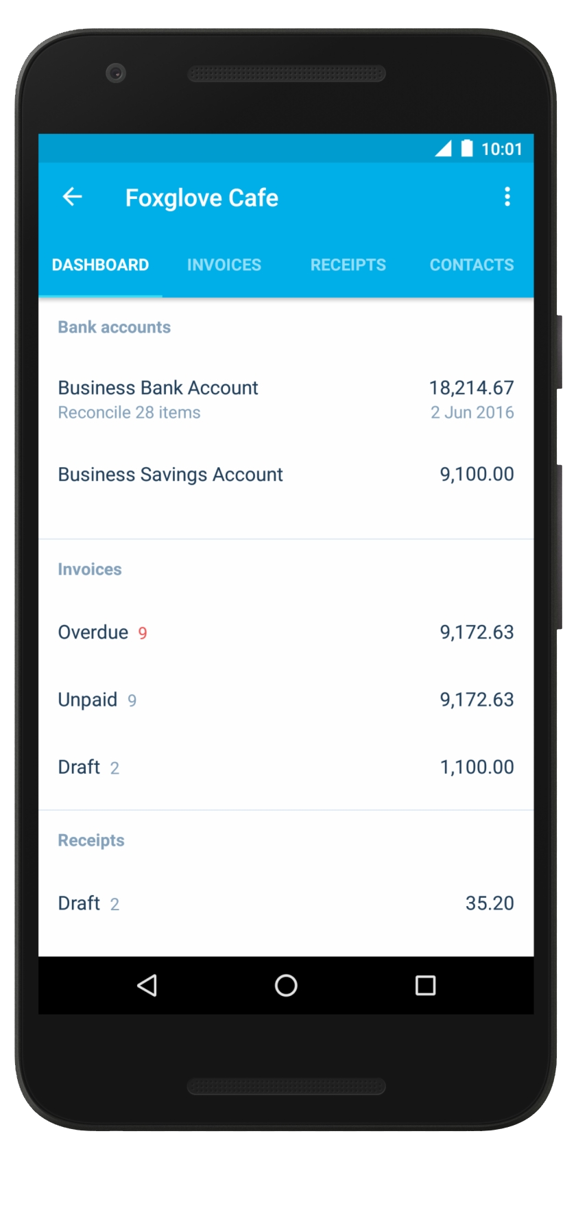 Xero For Android Dashboard